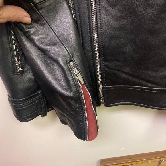 Cadogan Men's Black Leather Motorcycle Jacket SZ Medium New without tags - Picture 10 of 12